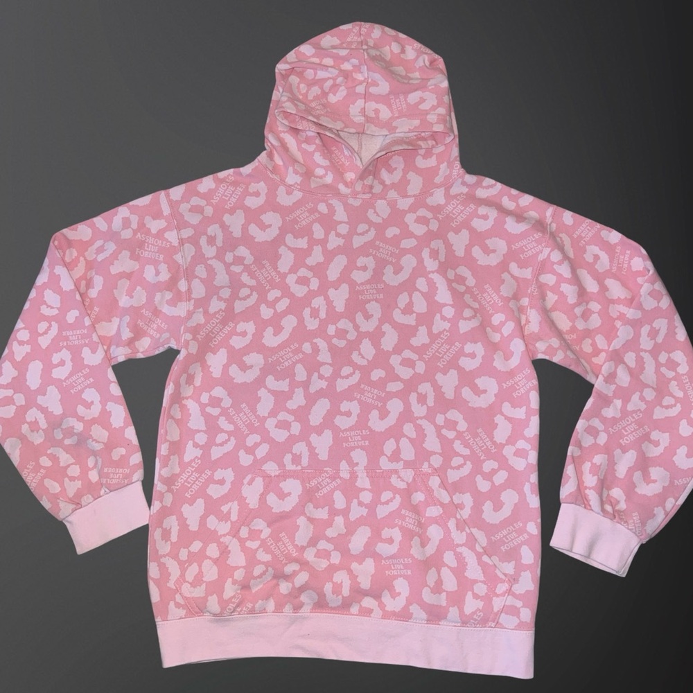 A$$holes Live Forever Pink Leopard Print Hoodie - Picture 2 of 5
